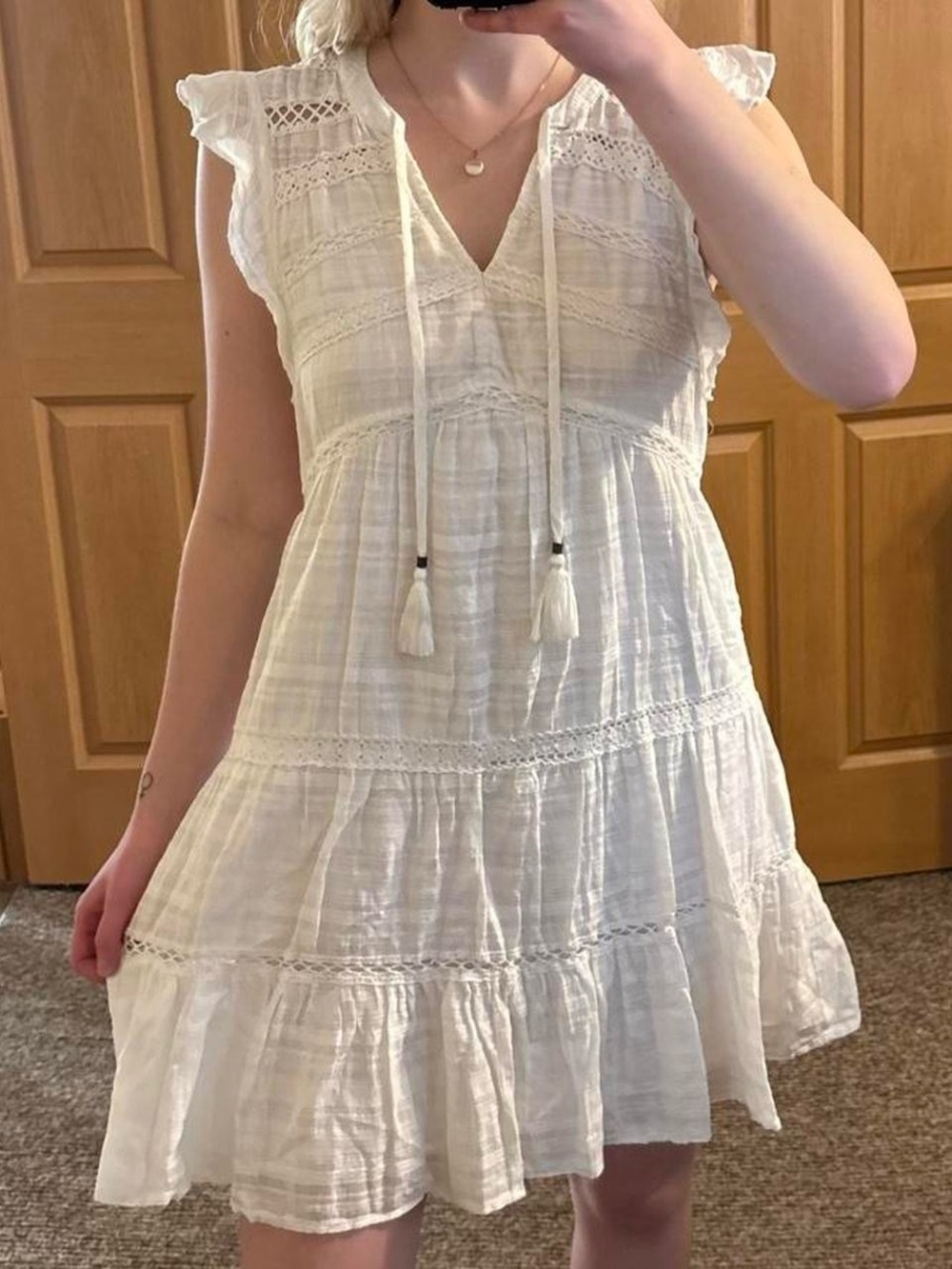 Knox Rose Tiered Mini White Graduation Dress Whimsical Cottagecore